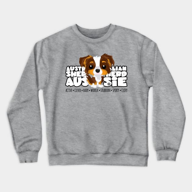 DGBigHeads - Aussie Brown Trico Crewneck Sweatshirt by DoggyGraphics